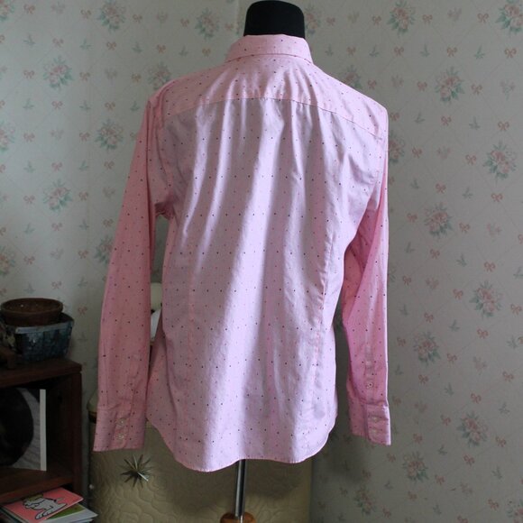 Land's End Pink Cotton Dotted Swiss Button Down Shirt, Size 12P - Picture 4 of 7